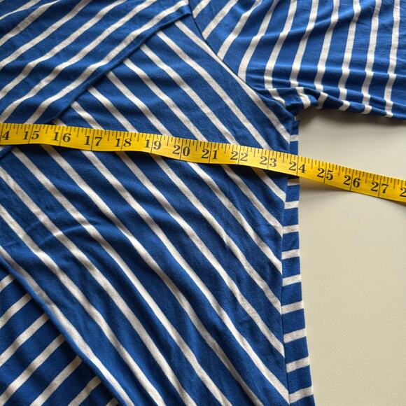 Chico's Tunic Top Size 3 XL US Size 16 Royal Blue White Striped V-Neck - Picture 13 of 15